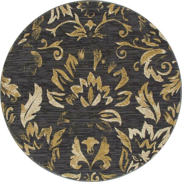 Art Carpet 5 Ft. Bastille Collection Faded Beauty Woven Round Area Rug, Dark Gray 841864110650
